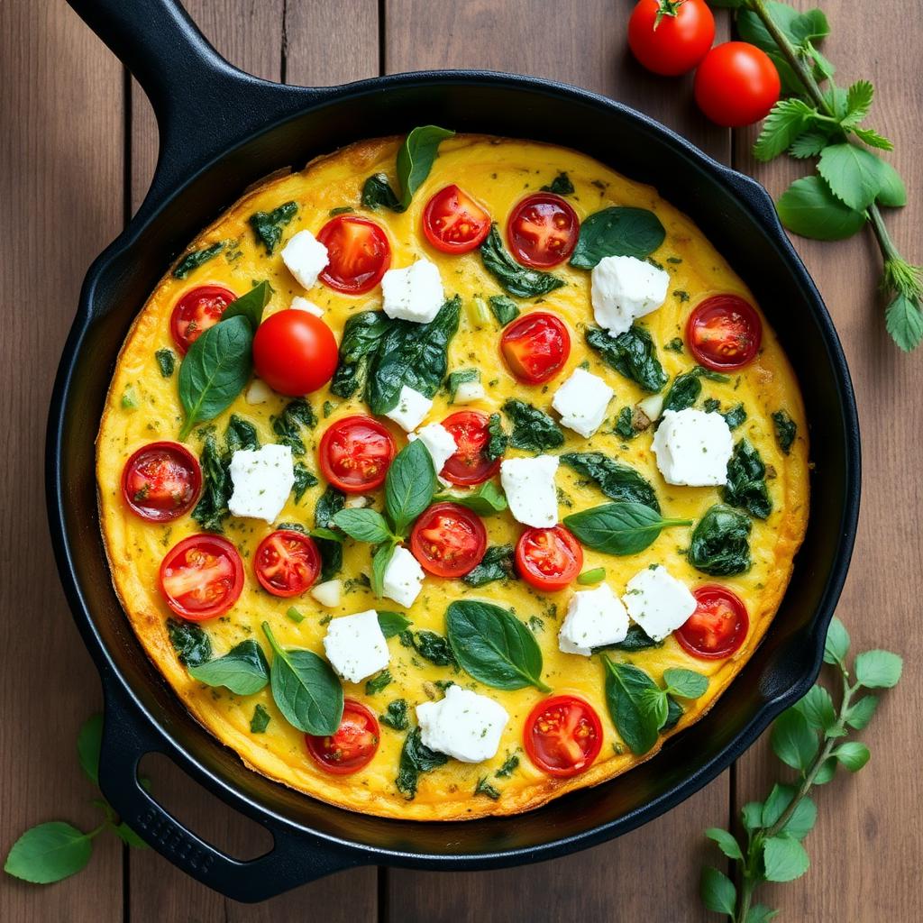 Garden Vegetable Frittata with Feta and Herbs