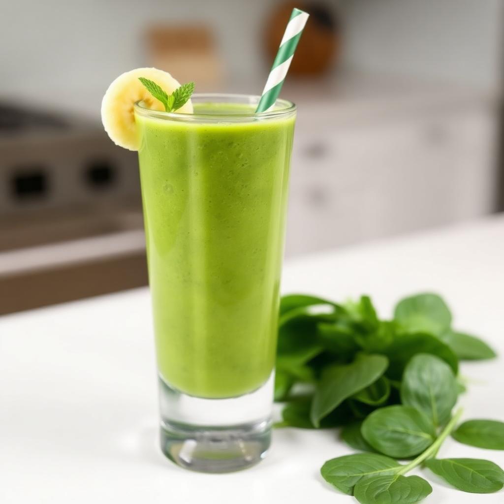 Green Power Smoothie with Spinach and Banana